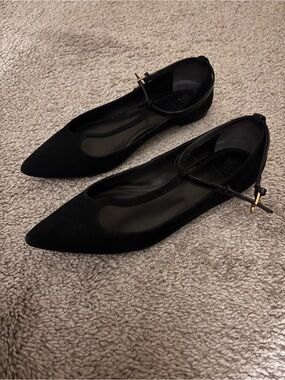 Tory Burch Ashton T-Strap Flats - Black
